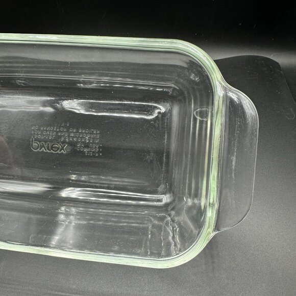 PYREX Heavy Clear Glass Loaf Pan 1 1/2 Quart Baking Dish Made in USA Vintage - Picture 3 of 14
